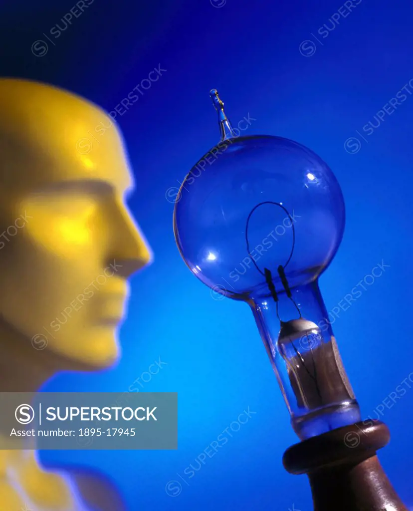 Made by the American inventor Thomas Alva Edison (1847-1931). Edison´s lamp had a single loop of carbon which glowed when a current flowed through it....