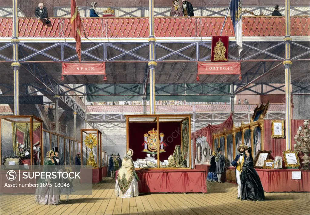 ´Illustrated plate taken from Dickinsons ‘Comprehensive Pictures of The Great Exhibition´ (1854). Prominent objects on display on this stand included...