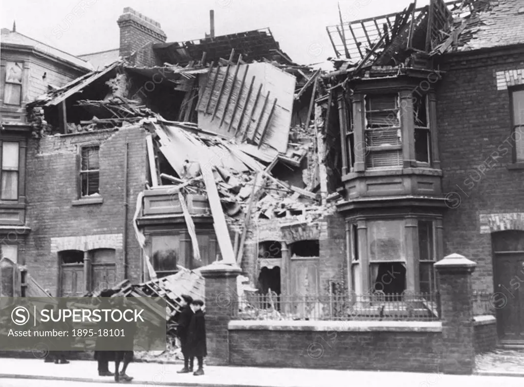 Bomb damage, West Hartlepool, World War One, 1914-1918.