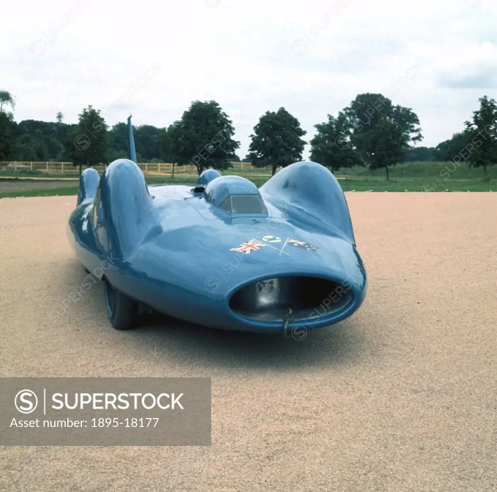 On 17th July 1964, Donald Campbell (1921-1967) claimed the world land speed record at Lake Eyre, Australia, driving this gas turbine-powered Bluebird-...