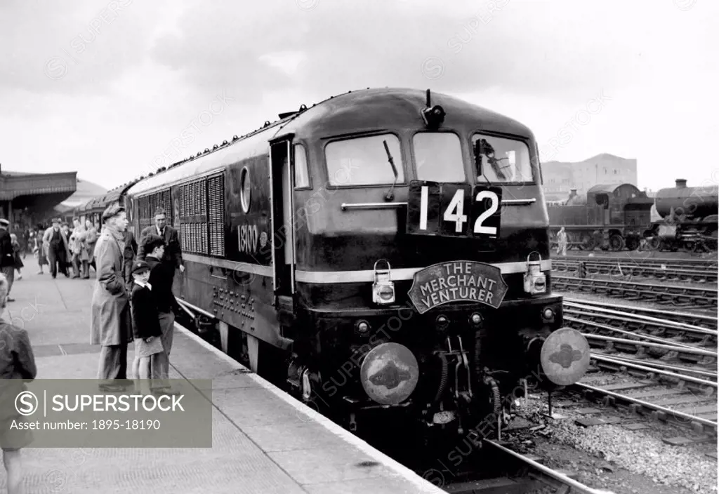 The Merchant Venturer´, Metro-Vic Locomotive No 18100 at Bristol Temple Meads station on 31 May 1952. In the late 1940s the Great Western Railway orde...