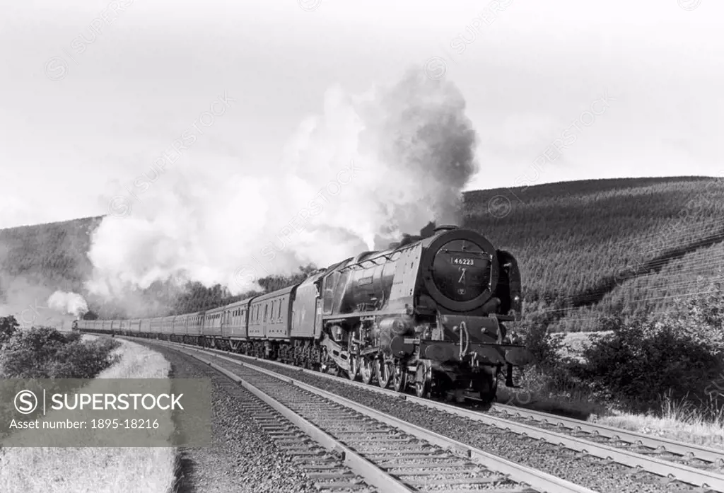 Princess Coronation Class steam locomotive, No 46223, Princess Alice at Harthope near Beattock in Scotland. Photograph by Bishop Eric Treacy.