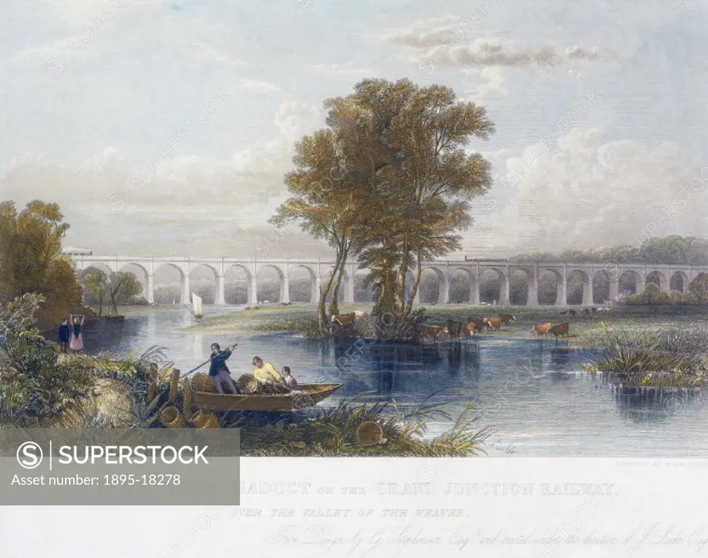 Coloured engraving by William Radclyffe after Thomas Creswick, published by Wrightson and Webb of New Street, Birmingham. The Dutton Viaduct was built...