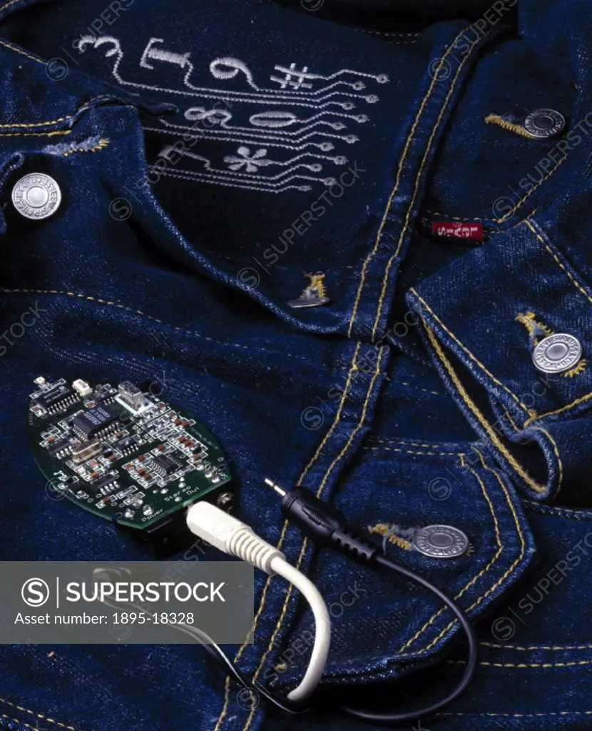 Musical jacket, 1999.This looks like any other denim jacket, with an added decorative element: it has an embroidered keypad sewn from mildly conductiv...