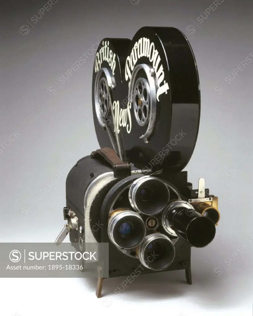 Wall 35mm cine camera, c 1948. Cine camera with ´British Paramount News´ written on the side, made by Wall. This camera was used extensively by newsre...