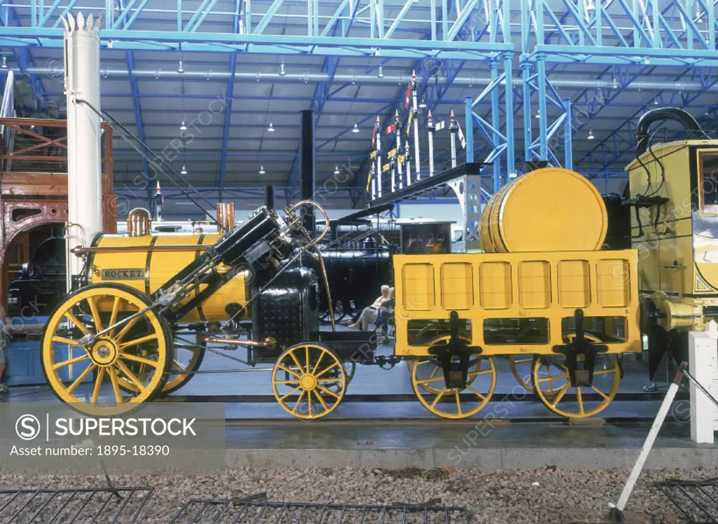 Photograph taken at the National Railway Museum, York in 1999. The locomotive represented by this replica model was designed by Robert Stephenson (180...