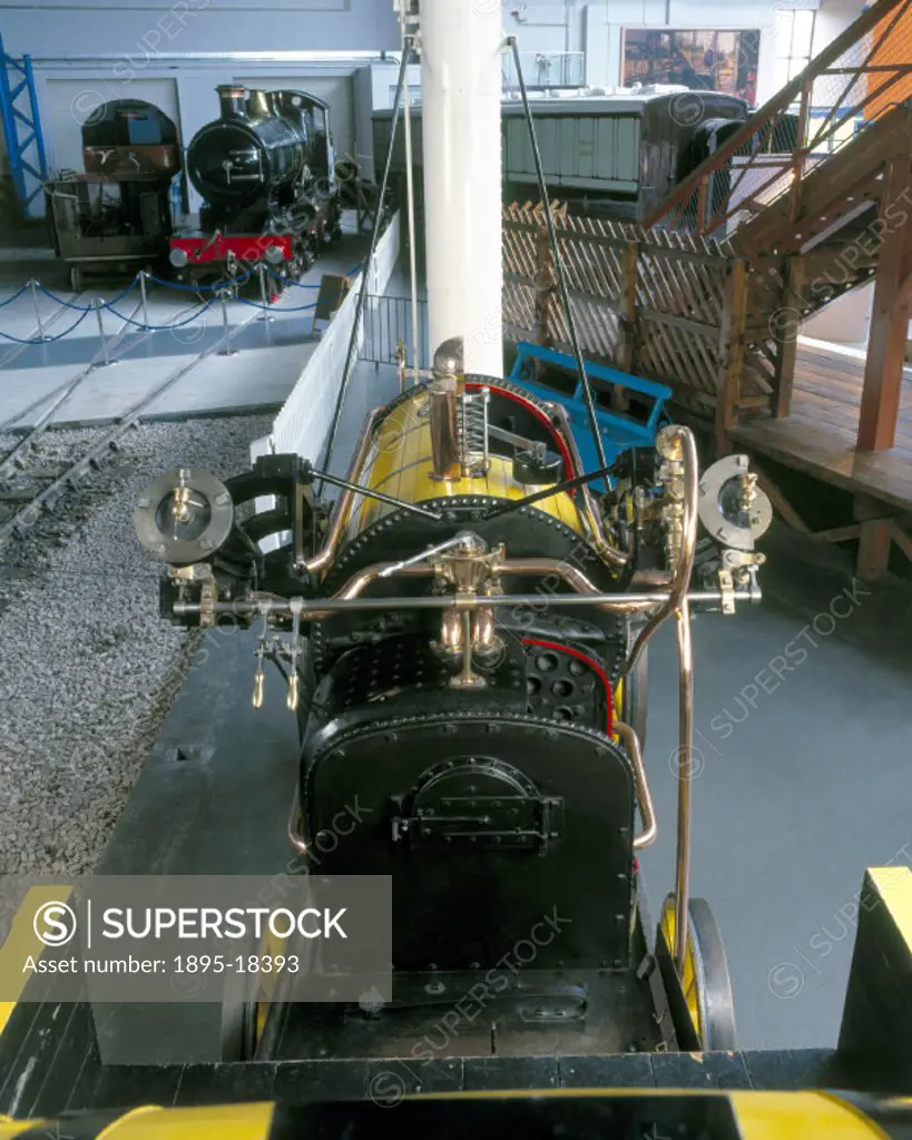 Stephenson´s ´Rocket´, 1829. Detail of firebox and boiler. The locomotive represented here by this model (scale 1:8) was designed by Robert Stephenson...