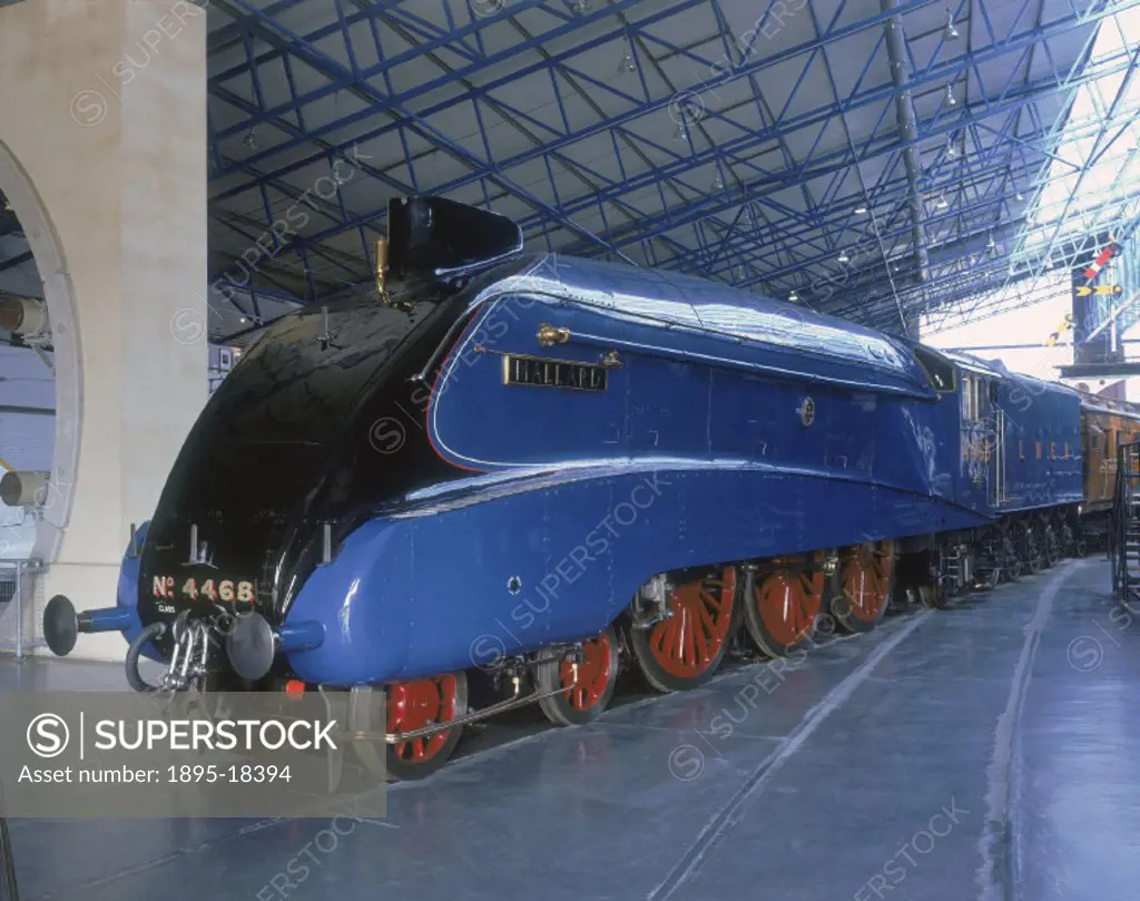 Photograph taken at the National Railway Museum, York in 1999. This class A4 locomotive was designed by Sir Nigel Gresley (1876-1941), chief engineer ...