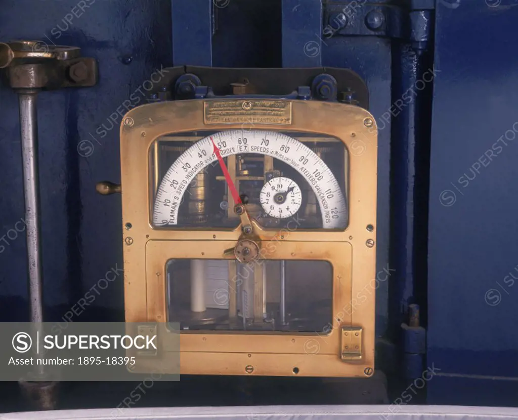 The Flaman speed recorder is shown contained in a sealed brass casing. The A4 Mallard locomotive was designed by Sir Nigel Gresley (1876-1941), chief ...