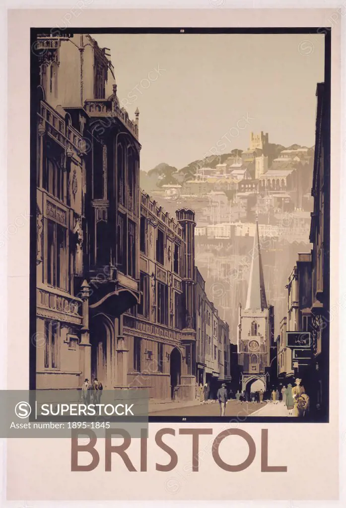 Proof copy with the image only for a poster produced by Great Western Railway (GWR) and London, Midland & Scottish Railway (LMS) to promote rail trave...