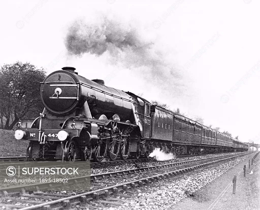 This class A1 4-6-2 locomotive No 4472 built for the London & North Eastern Railway was used on the Flying Scotsman service - a non- stop journey of 3...