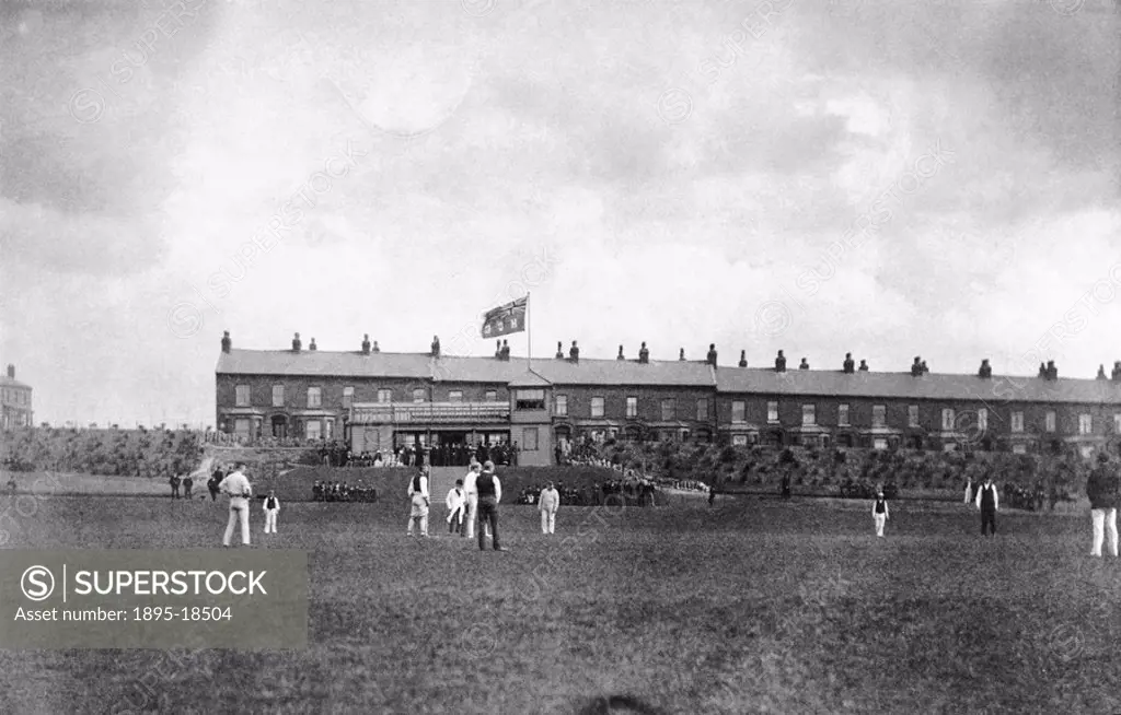 Railwaymen´s cricket match, Yorkshire, c 1892 Men from the Horwich Railway Mechanics Institute play at the Lancashire & Yorkshire Railway´s cricket gr...