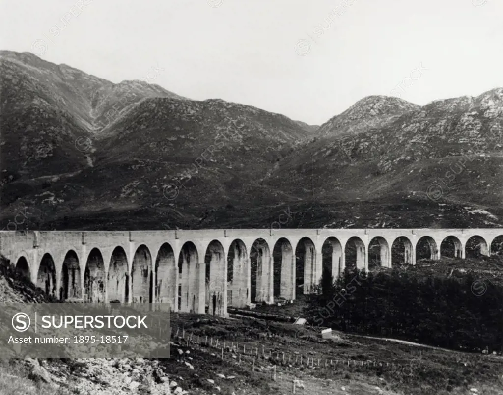 Glenfinnan Viaduct on the North British Railway West Highland Extension. This viaduct represents the first use of concrete in the building of a major ...