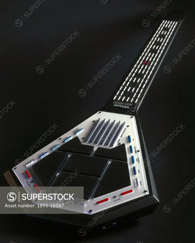 Z-tar digital guitar, 1999. Although shaped like a guitar, this musical instrument has no strings and doesn´t make a sound unless it is connected to a...