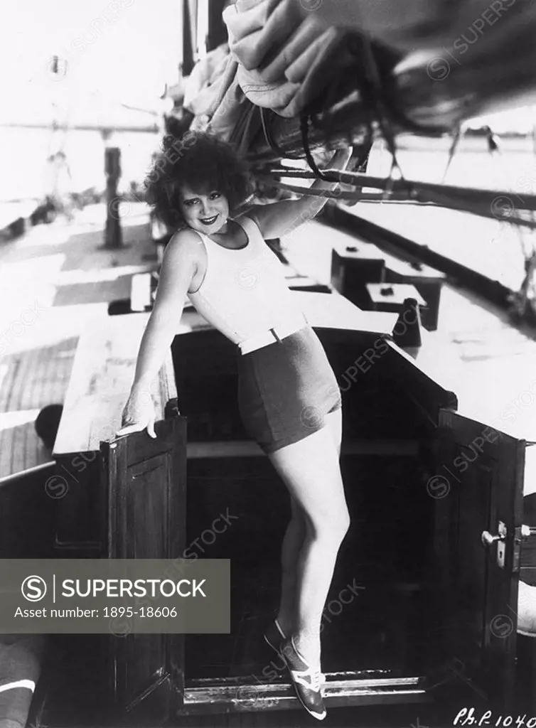 Paramount star Clara Bow aboard her yacht, c 1920s  ´Ship ahoy! The worthy skipper is none other than the Paramount star Clara Bow who is a great yach...