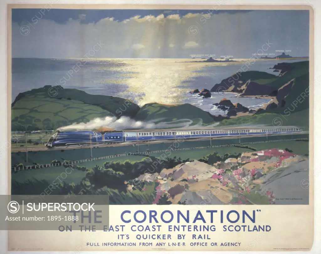 The Coronation’ on the East Coast Entering Scotland.´ Poster produced for the London & North Eastern Railway (LNER) promoting rail travel to Scotland...