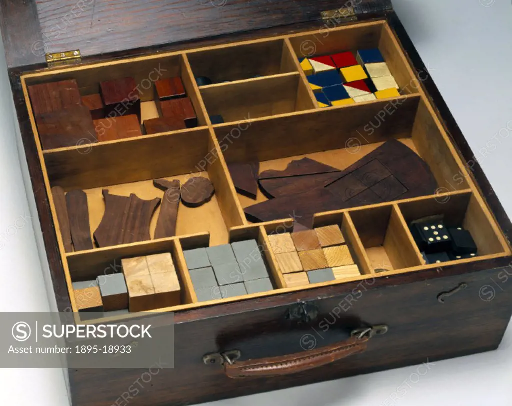 A wooden case containing Drever and Collins Performance Tests of Intelligence, a series of non-linguistic tests devised by the psychologists James Dre...