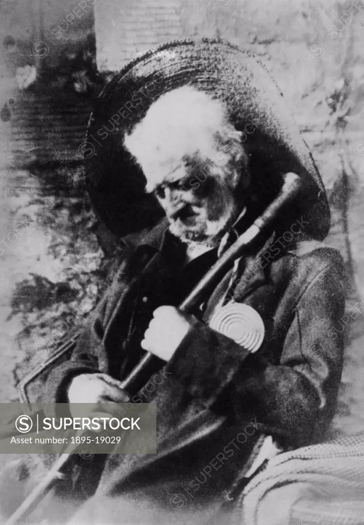 Print from a calotype negative by Hill and Adamson. John Henning is posing in this picture as Edie Ochiltree, a beggar character in Sir Walter Scott´s...