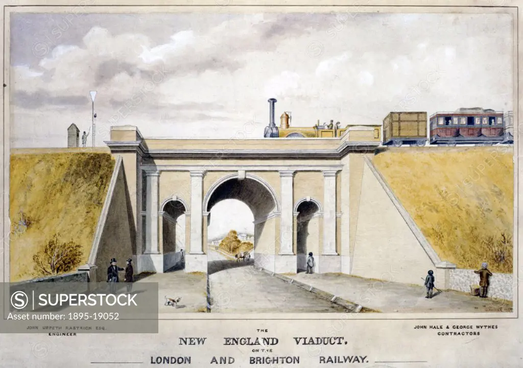 Coloured lithograph by O Warne. The structure shown in this lithograph, which we would now call a bridge rather than a viaduct, was designed by the En...