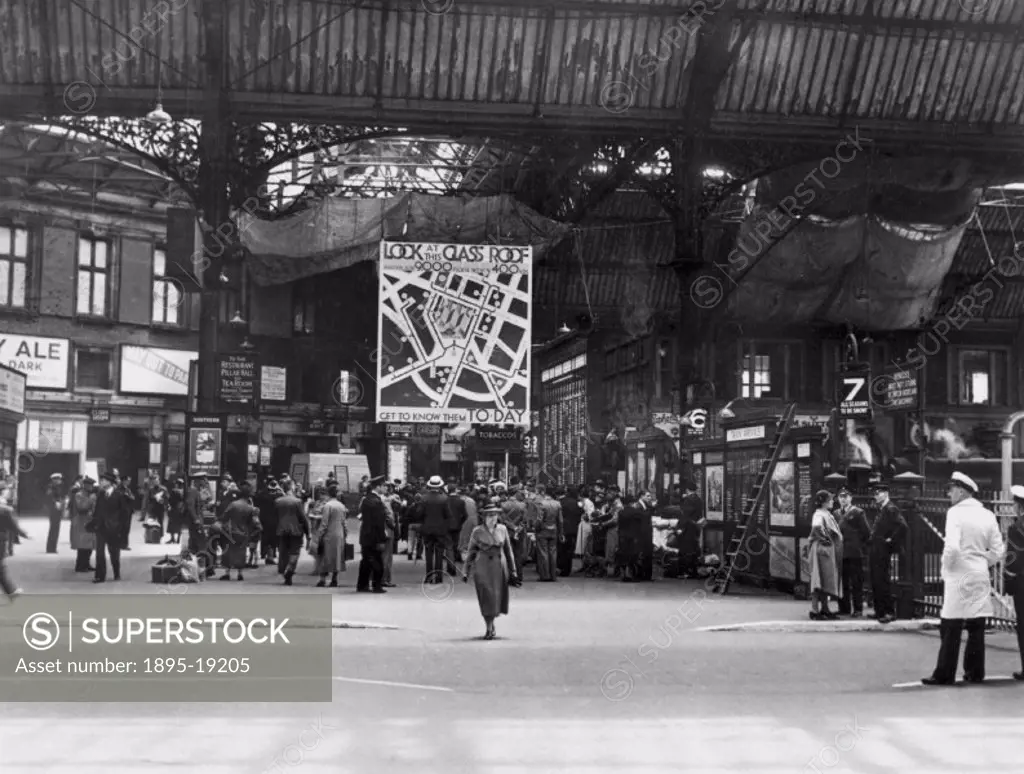 The sign erected by Westminster City Council informs passengers of this Southern Railway London terminus of the location of air raid shelters in the i...