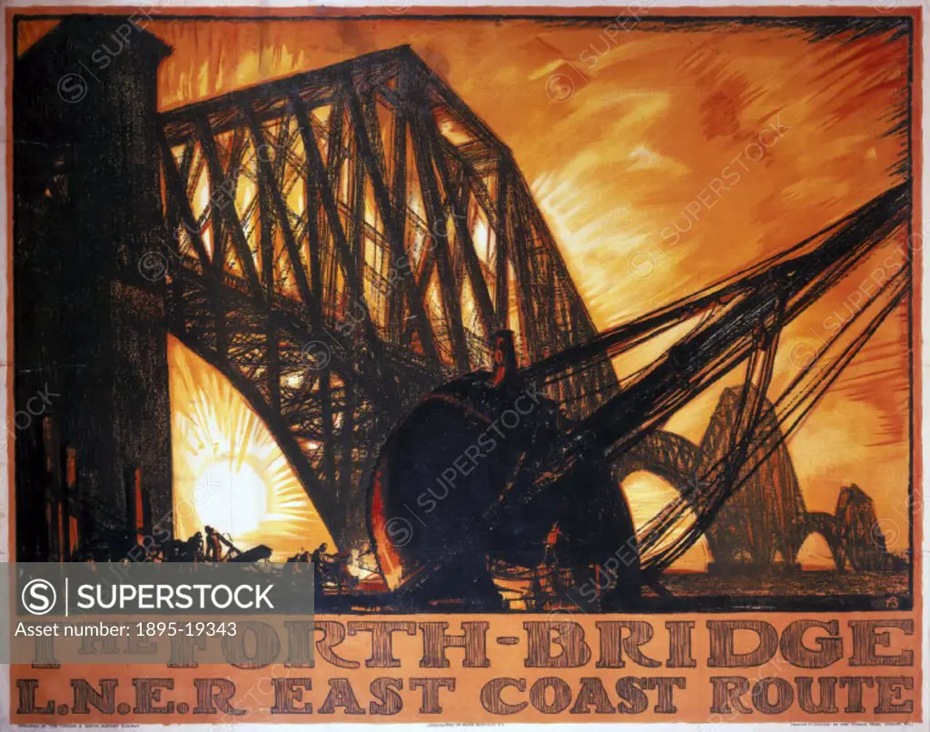 Poster produced for the London & North Eastern Railway (LNER) promoting the LNER East Coast route and featuring The Forth Bridge. The Forth Bridge was...