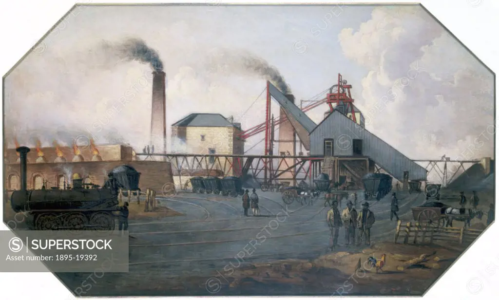 Oil on canvas painting by W Wheldon, showing the colliery pithead and coking ovens on the Northumberland and Durham coalfield. The collieries of North...