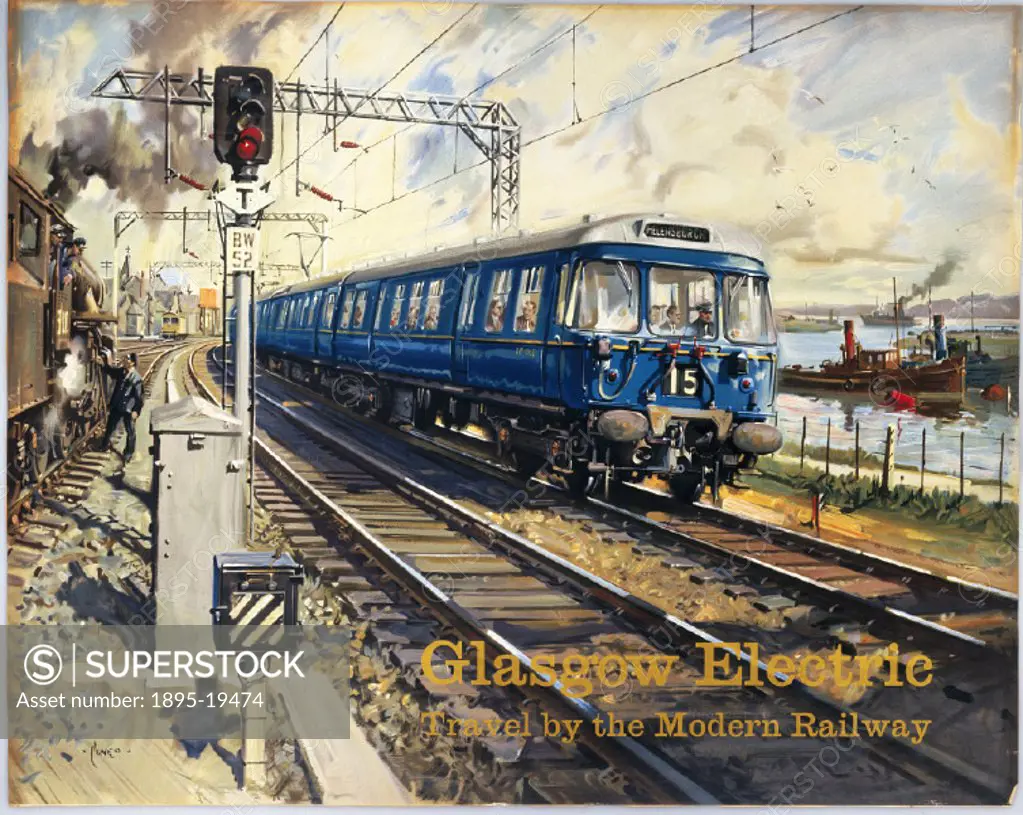 Glasgow Electric´, BR (ScR) poster, c 1960s. Poster produced for British Railways (BR) Scottish Region (SR) showing a Glasgow electric locomotive serv...