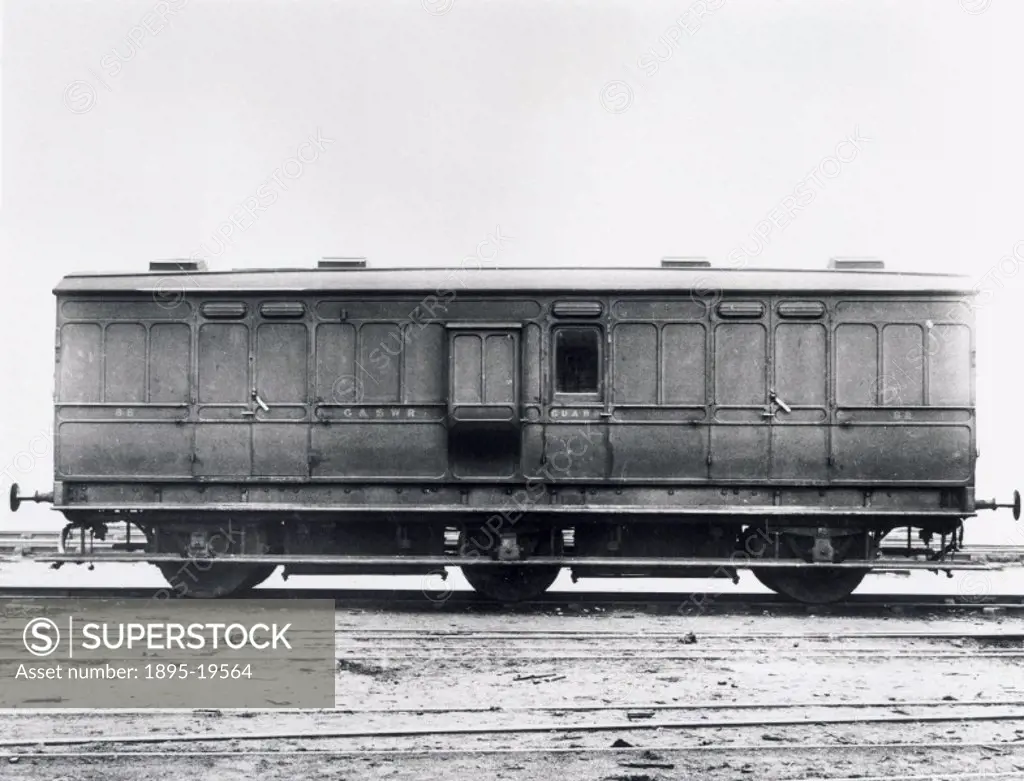 Glasgow & South Western Railway (GSWR) six wheel guard´s van No 88. GSWR official photograph.