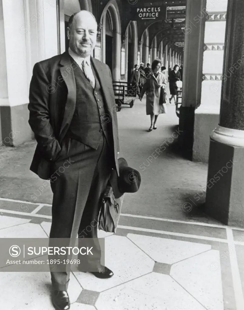 ´Beeching (1913-1985) seen here before attending a press conference to announce his transformation of the rail network. Created chairman of the Britis...