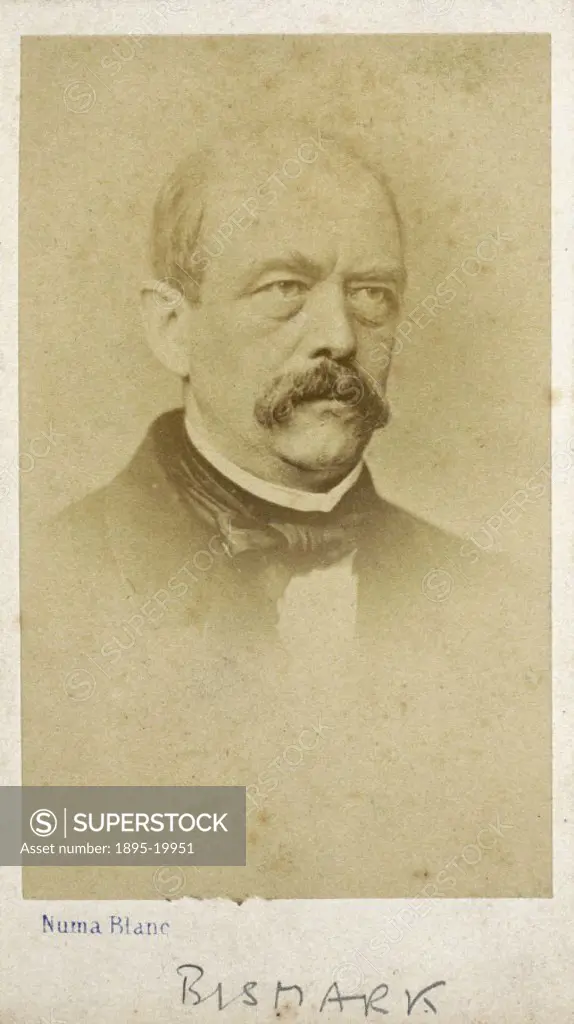 Carte de visite photograph taken by Numa Blanc. Otto Edward Leopold von Bismarck (1815-1898) became the Prussian prime minister in 1862. Victory again...