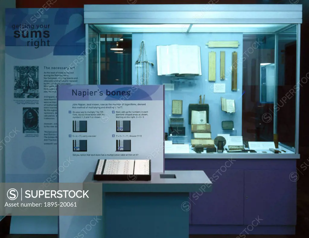 Exhibition held at the Science Museum, London, Getting Your Sums Right’ consists of three cases: ´Napier´s bones´, ´Mechanical counter´ and ´Japanese...