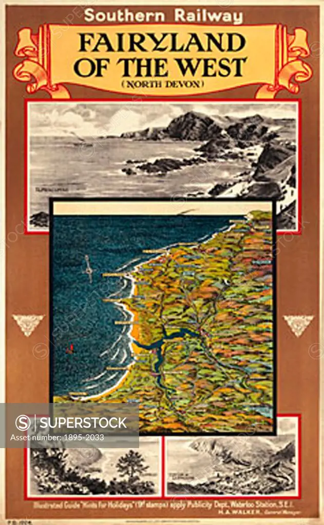 Poster of North Devon produced for the Southern Railway (SR).