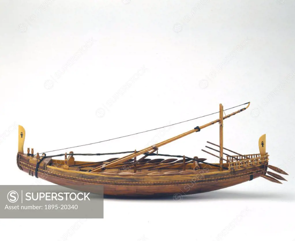 Model. This model of a ship dating from the Old Kingdom, (2686-2181 BC) is based on vessels depicted in the bas-relief discovered in the pyramid tomb ...