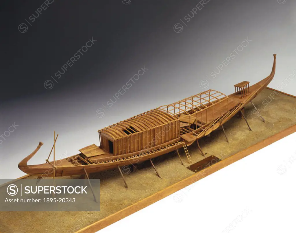 Model. The ship on which this model is based was built for ceremonial purposes and was discovered in a pit at the foot of the Great Pyramid of King Ch...