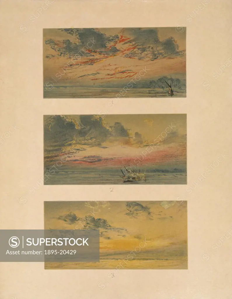 Twilight and Afterglow Effects at Chelsea, London, 26 November 1883´. Proof for first frontispiece plate from ´The Eruption of Krakatoa and Subsequen...