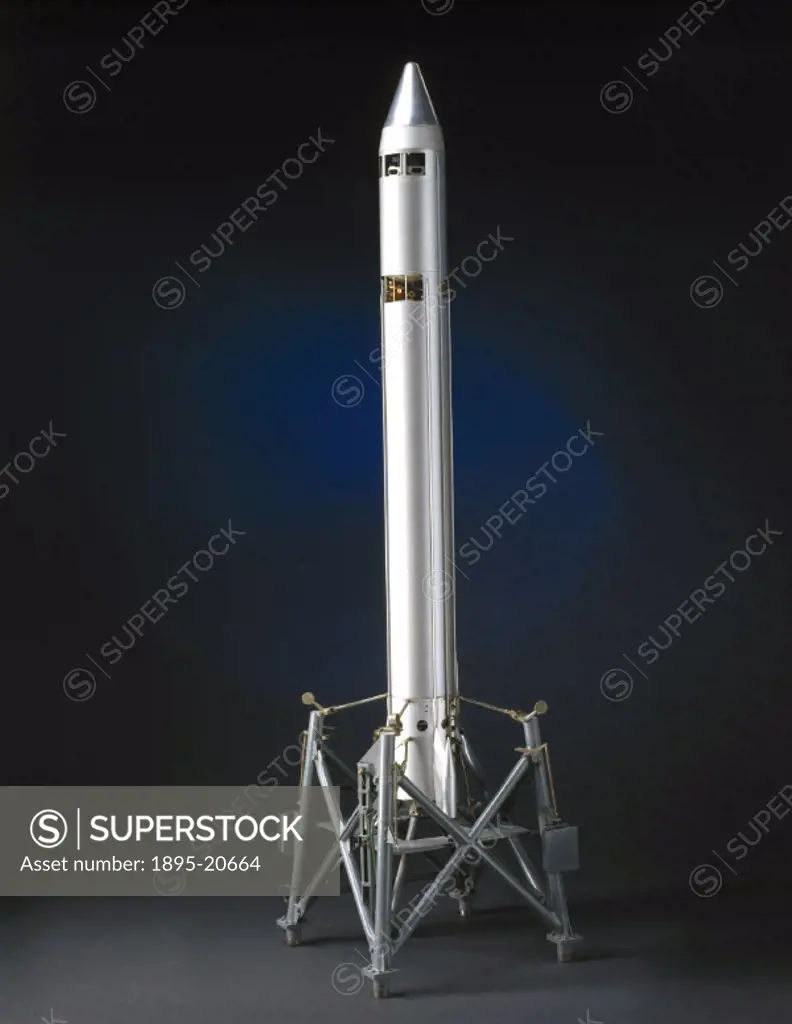 Model (scale 1:8). The initial Black Knight vehicles were single-stage rockets designed to test prototype re-entry heads for the proposed Blue Streak ...