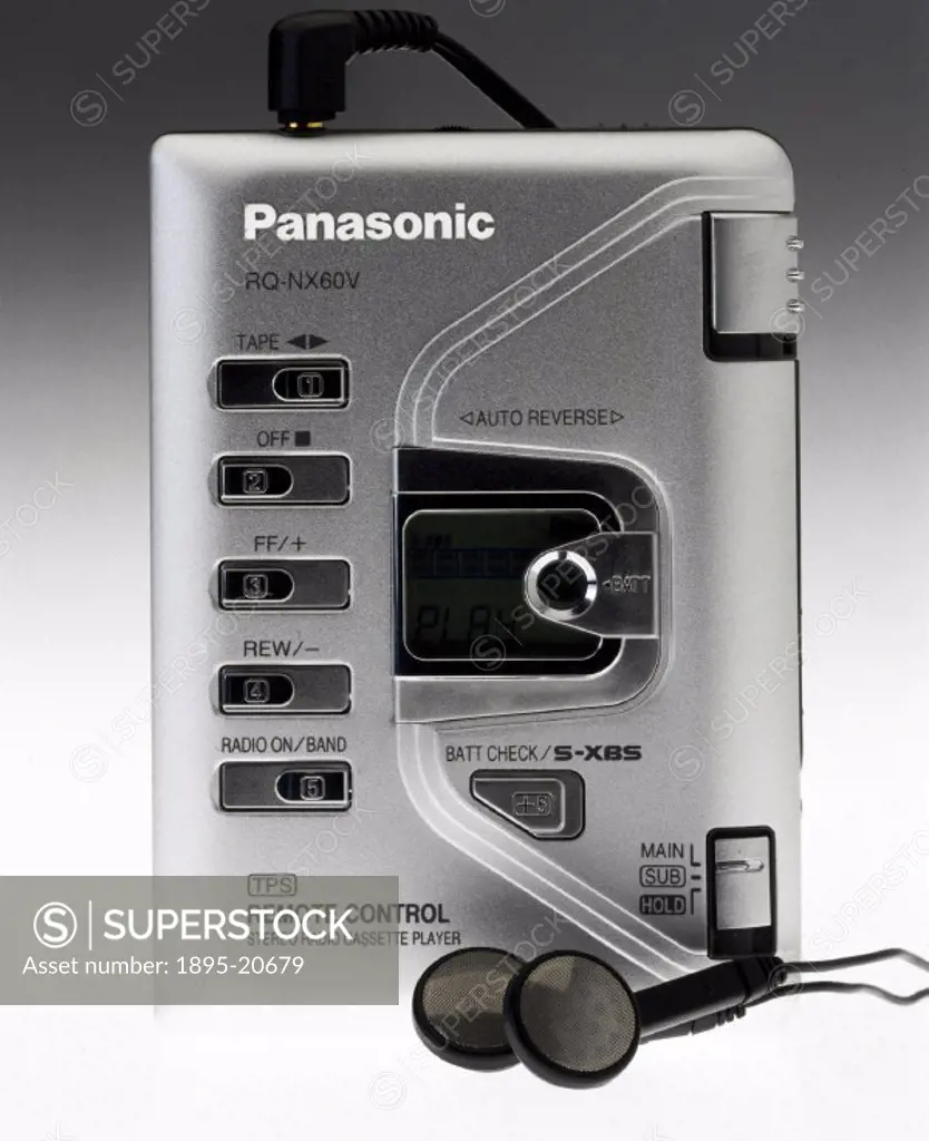 Personal stereo, c 2000. This Panasonic RQ-NX60V headphone cassette stereo features a compact aluminium body with a feather touch design, a one batter...
