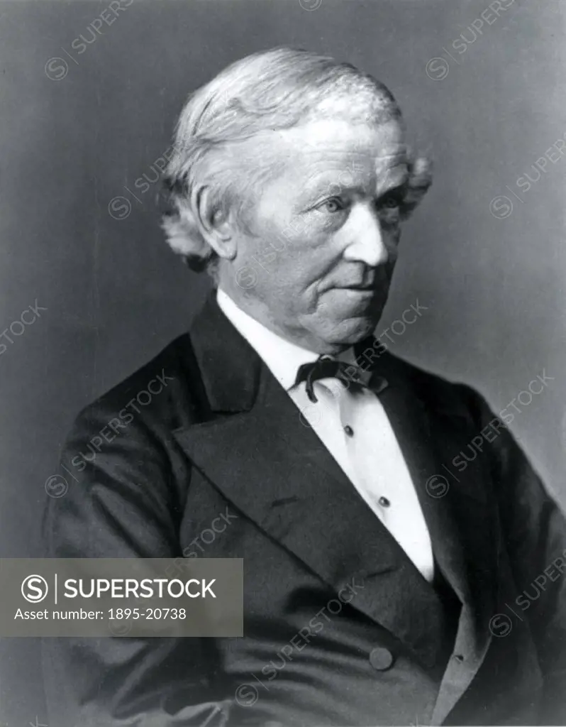 Photograph of Sir Charles Wheatstone (1802-1875), a pioneer of electric telegraphy. In 1837, together with William Fothergill Cooke (1806-1879), he pa...