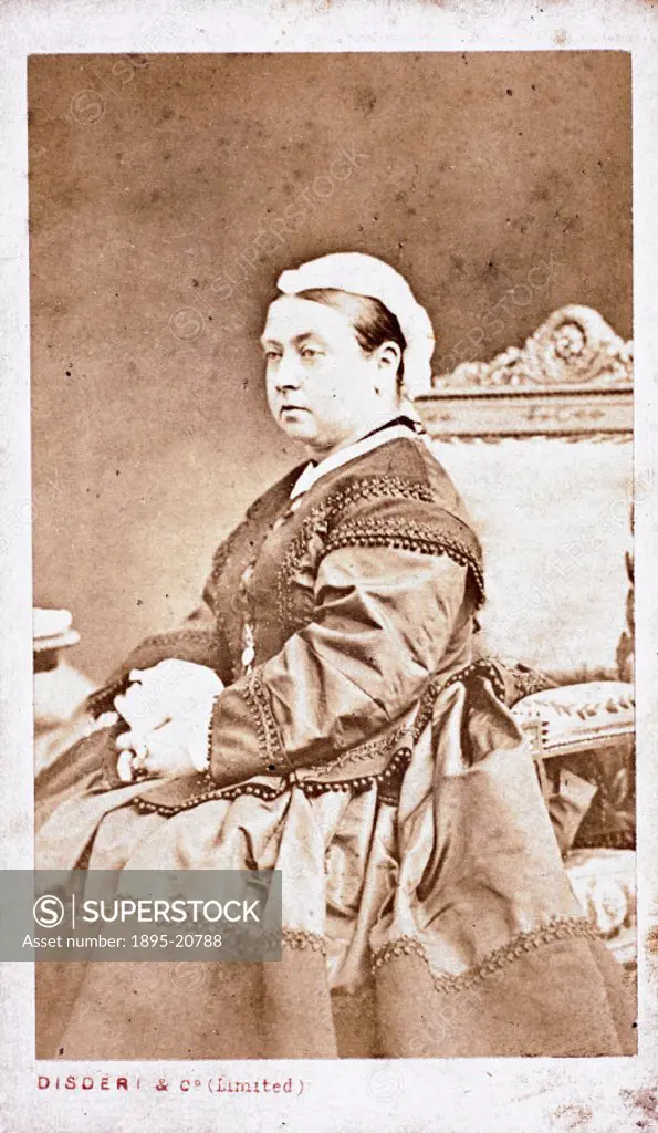 Carte de visite photograph by Andre-Adophe-Eugene Disderi of Brook Street, London. Victoria (1819-1901) was crowned Queen of Great Britain and Ireland...