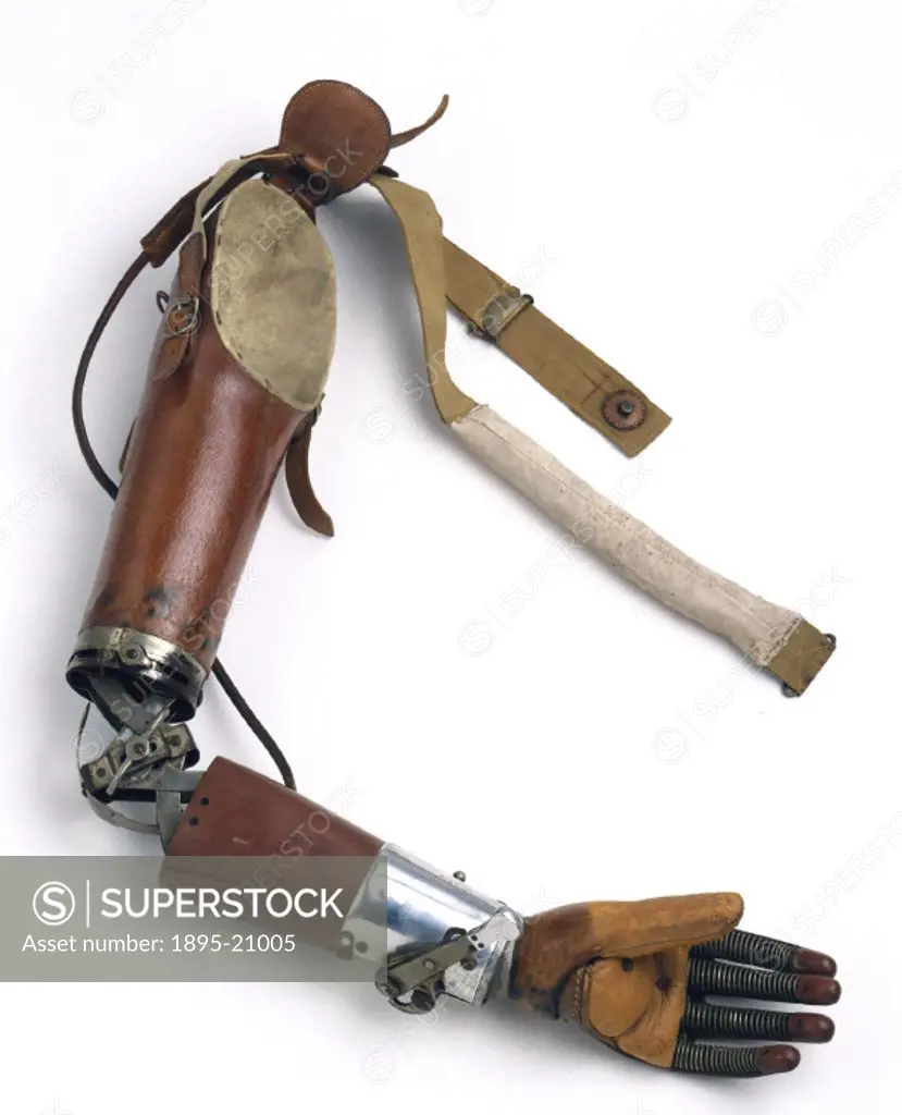 Artificial arm invented by a surgeon, T S Kirk, and an engineer, Alexander Pringle, and manufactured by the P & K Artificial Limb Company, Belfast, (n...