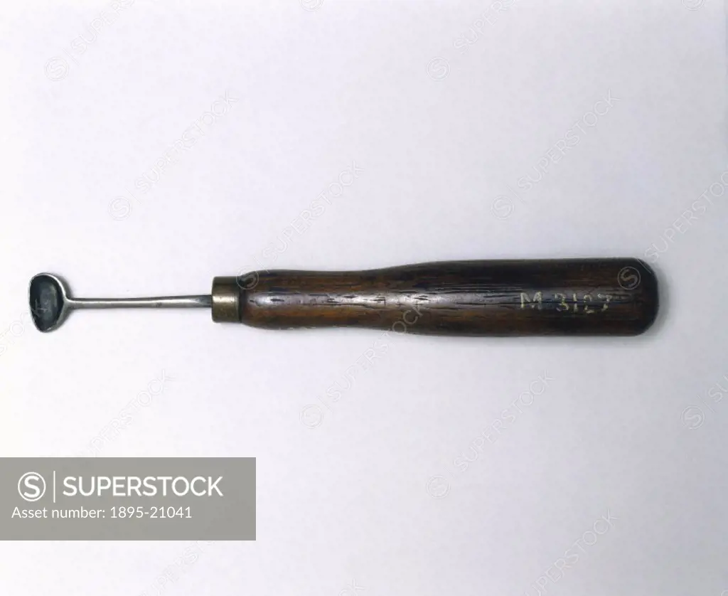 Ladle used in the manufacture of type. Ladle used to pour the molten lead, tin and antimony mixture into the mould, which is left to cool and trimmed ...
