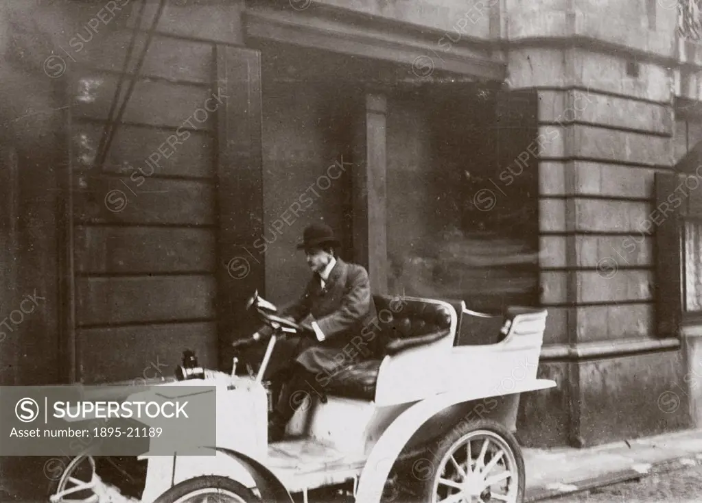 Photograph taken from an album of images compiled by English motorist, motor car manufacturer and aviator Charles Stewart Rolls (1877-1910). Rolls was...