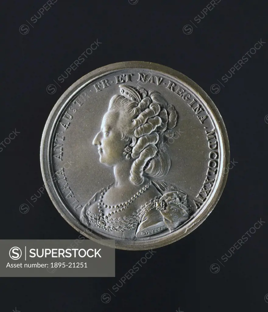 Obverse of a French medal commemorating the increase in obstetrical skills pioneered by C T Vermont, featuring a portrait of Marie Antoinette (1755-17...
