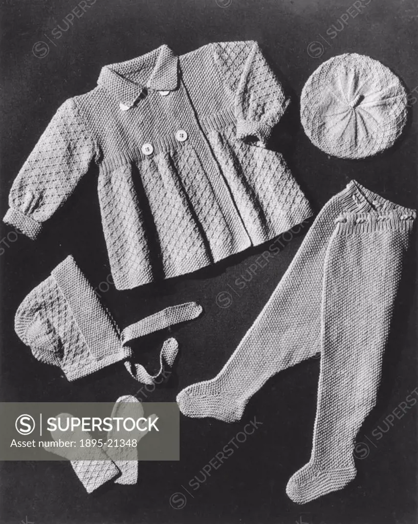 A selection of knitwear for a small child, 1940s