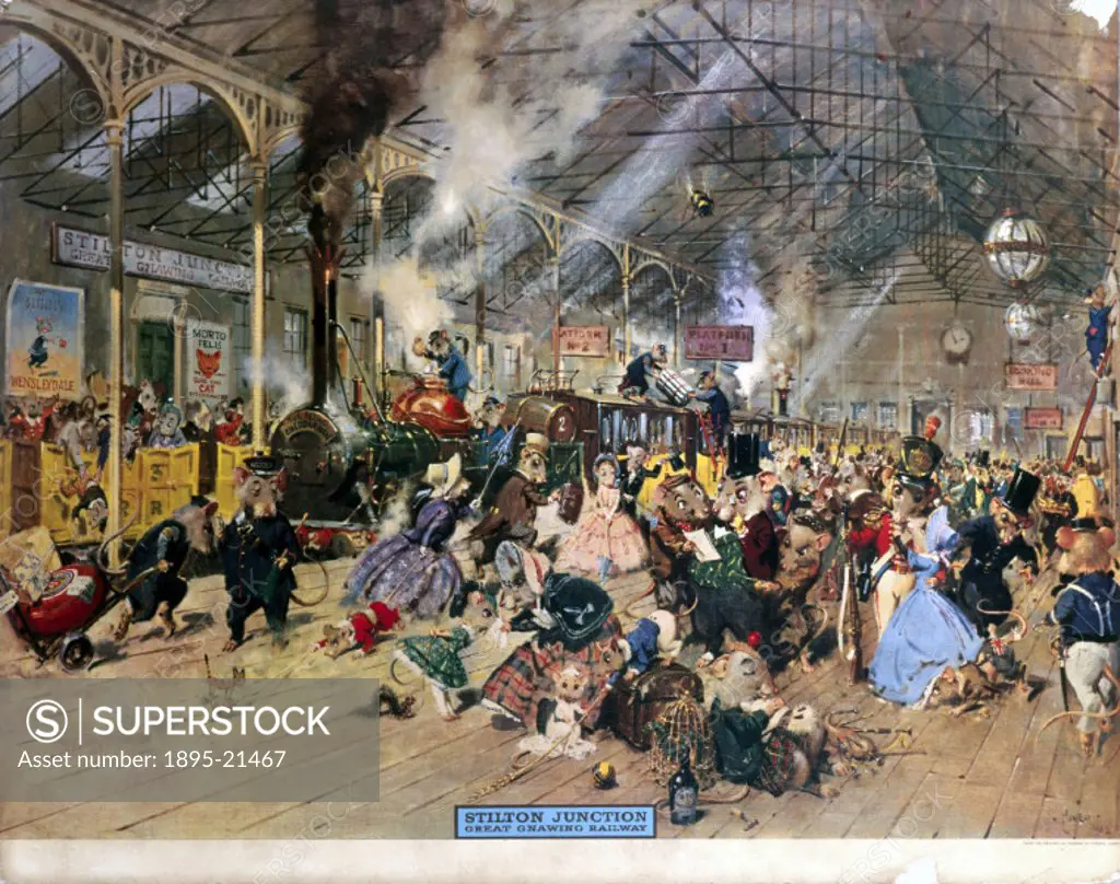 Print by Terence Cuneo (1907-1996), produced in 1962 as a pastiche of the famous painting of 1862 entitled ´The Railway Station´ by William Frith. Cun...