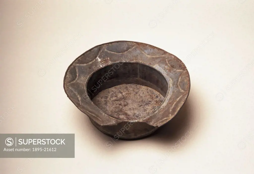 Cylindrical bowl made of tin. Probably made in the Middle East. In the 19th century most men visited the barber or shaved periodically at home. Better...