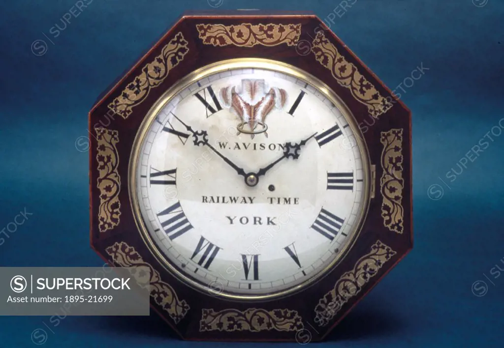 The inscription on the face of this clock made by W Avison reads ´Railway Time, York´. Until the 19th century, each town in Britiain had its own local...