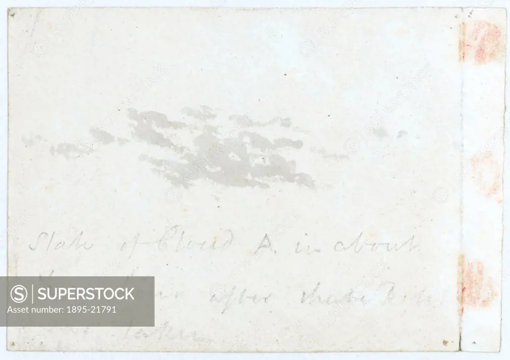 Grey wash cloud study by Luke Howard (1772-1864), showing cirrocumulus, and inscribed in pencil: ´State of cloud A in about 1/2 an hour after whole sk...
