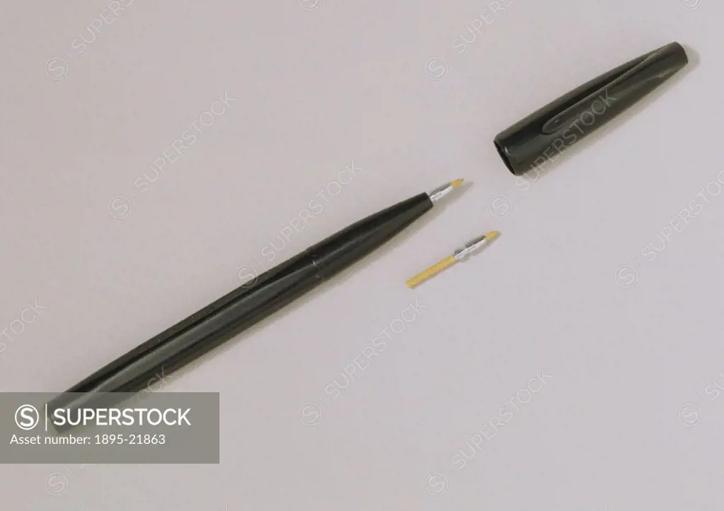 First fibre tip pen, 1962.The fibre tip pen was invented in Japan in 1962 by Masao Miura and Yukio Horie, who ran a business making art materials. The...
