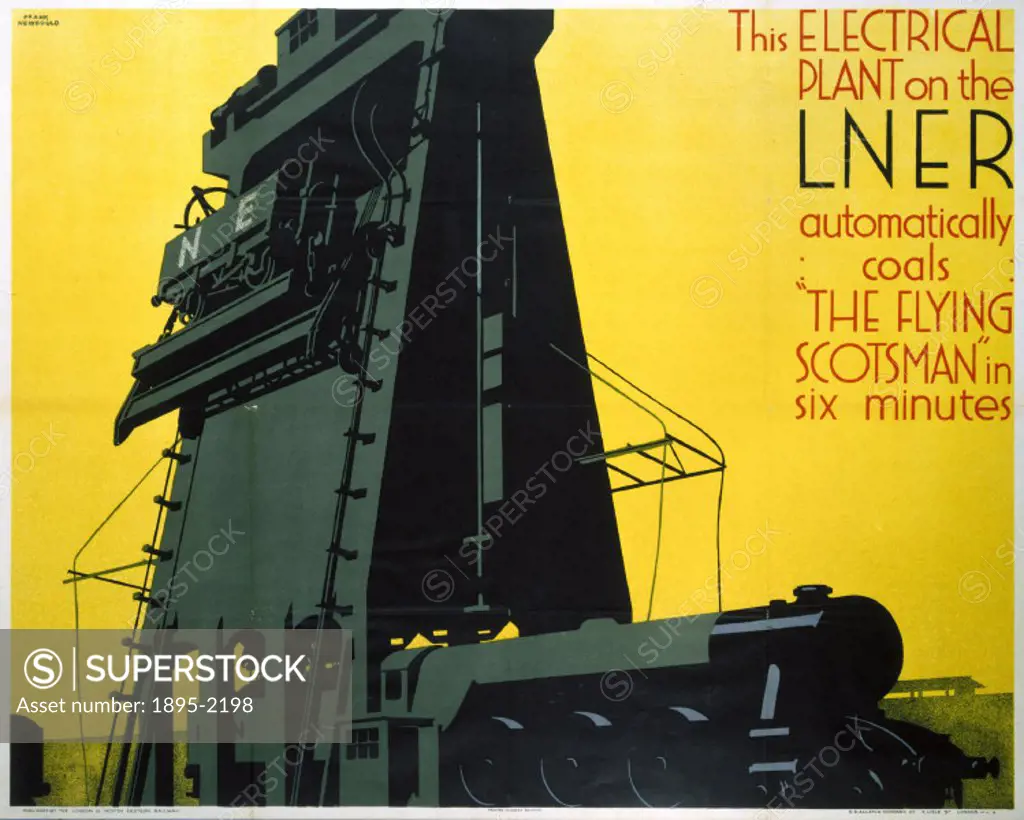 This electrical plant on the LNER automatically cools “The Flying Scotsman” in six minutes’. Poster produced by London & North Eastern Railway (LNER)...